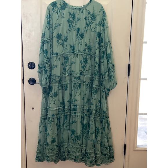 Ivy City Co Geneva Bright Green Floral Maxi Dress Women's Plus Size 4X Indie - Picture 2 of 10